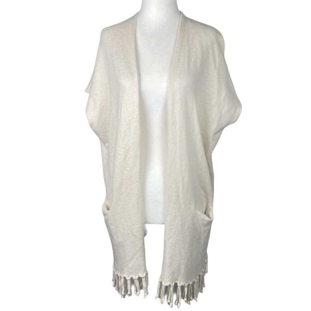 Lilly Pulitzer Cardigan Sweater Womens S/M Ivory Open Front Pockets Casual